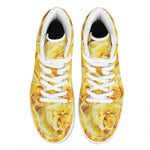 Yellow Rose Print High Top Leather Sneakers