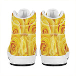Yellow Rose Print High Top Leather Sneakers