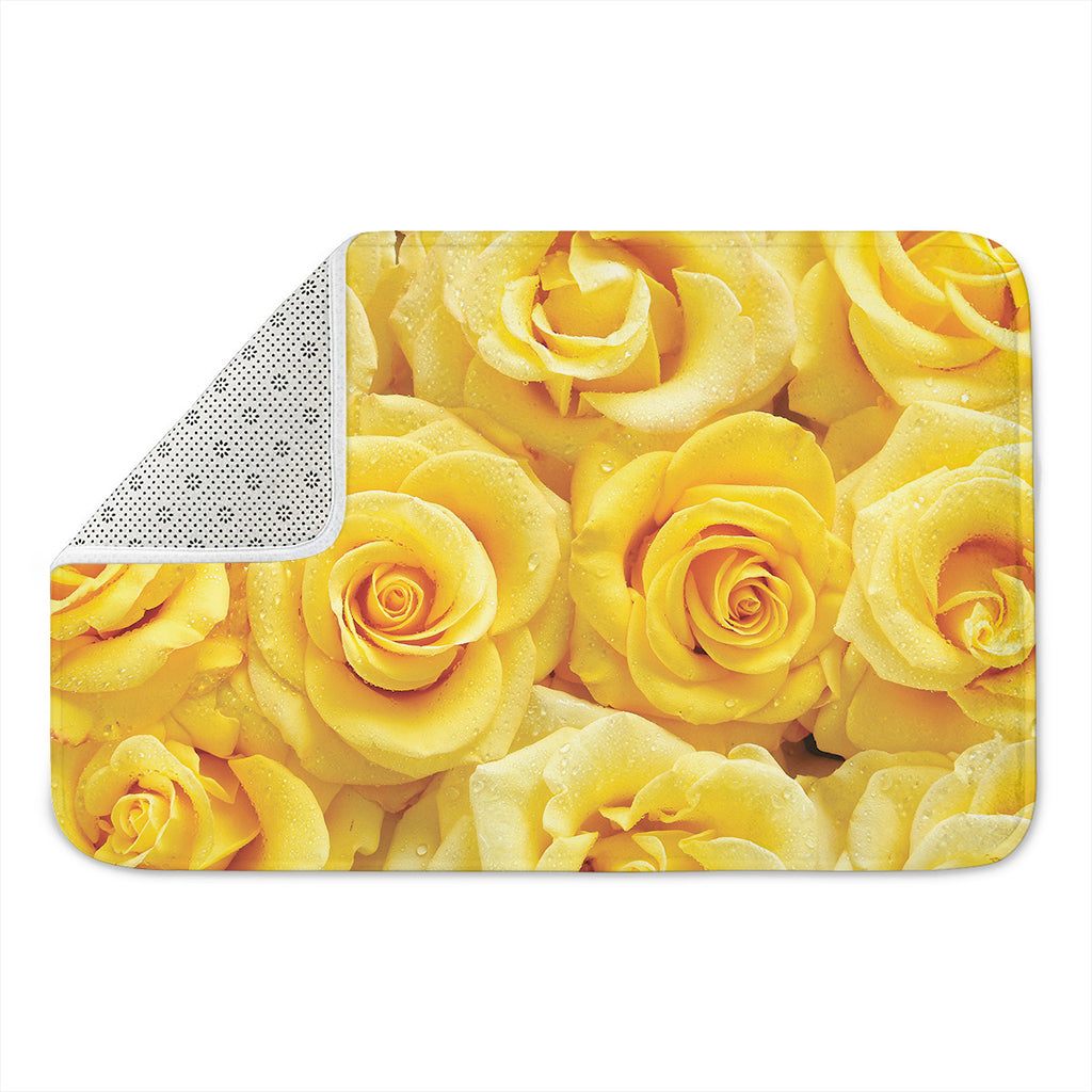 Yellow Rose Print Indoor Door Mat