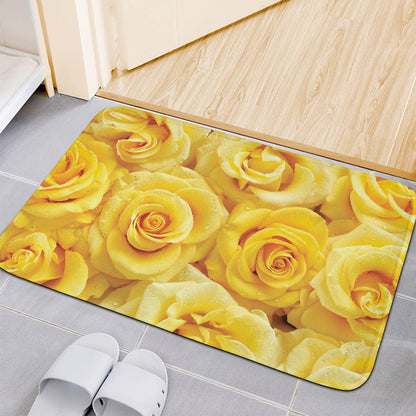 Yellow Rose Print Indoor Door Mat