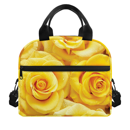 Yellow Rose Print Insulated Lunch Bag