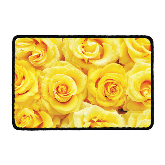 Yellow Rose Print Kitchen Mat