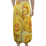 Yellow Rose Print Lantern Pants