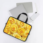 Yellow Rose Print Laptop Sleeve With Handle