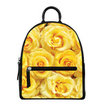 Yellow Rose Print Leather Backpack