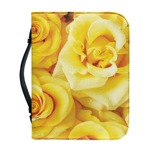 Yellow Rose Print Leather Bible Cover
