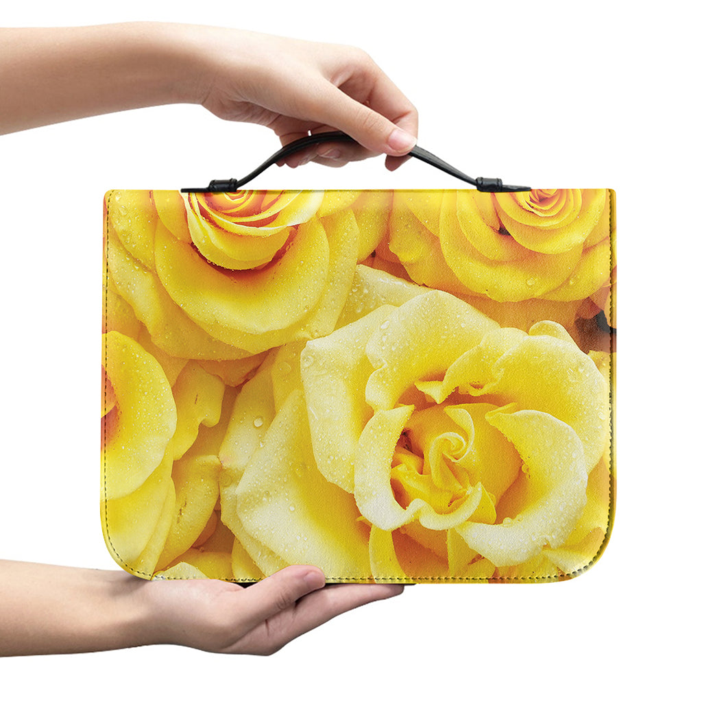 Yellow Rose Print Leather Bible Cover