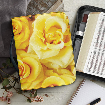 Yellow Rose Print Leather Bible Cover