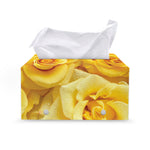 Yellow Rose Print Leather Tissue Box Cover