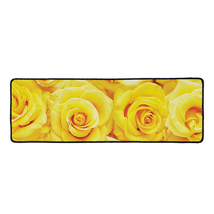 Yellow Rose Print Long Kitchen Mat