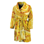Yellow Rose Print Men's Bathrobe
