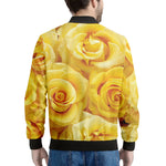 Yellow Rose Print Men's Bomber Jacket