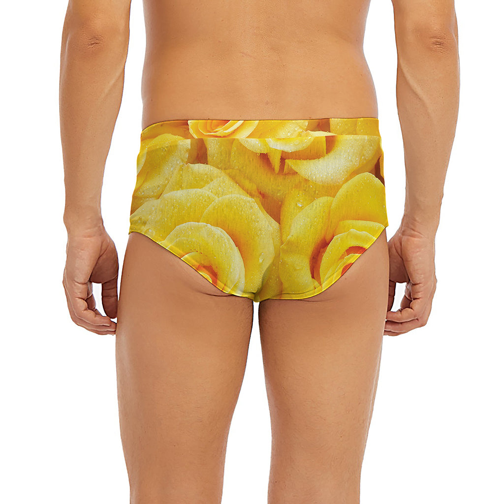 Yellow Rose Print Men's Briefs