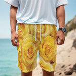 Yellow Rose Print Men's Cargo Shorts