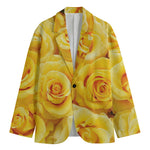 Yellow Rose Print Men's Cotton Blazer