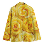 Yellow Rose Print Men's Cotton Blazer
