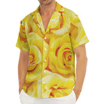 Yellow Rose Print Men's Deep V-Neck Shirt