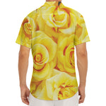 Yellow Rose Print Men's Deep V-Neck Shirt