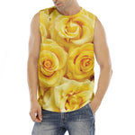 Yellow Rose Print Men's Fitness Tank Top