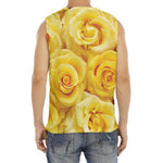Yellow Rose Print Men's Fitness Tank Top