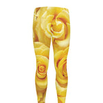Yellow Rose Print Men's leggings