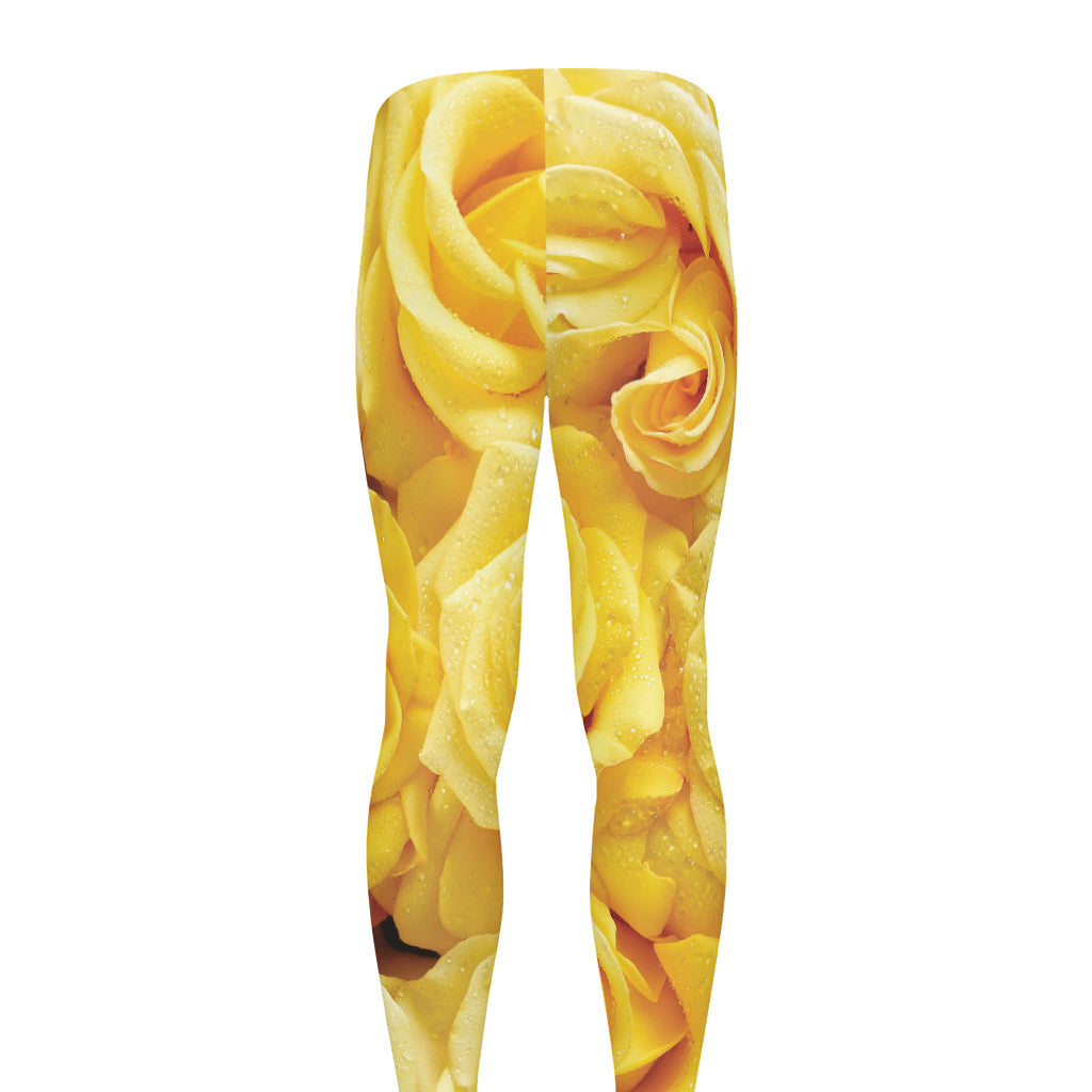 Yellow Rose Print Men's leggings