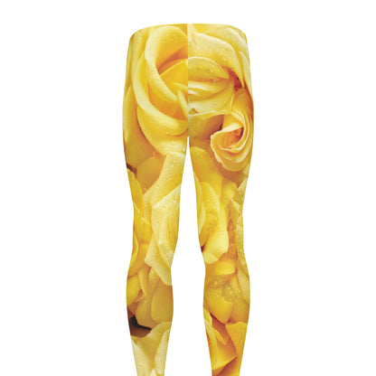 Yellow Rose Print Men's leggings