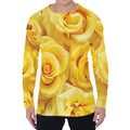 Yellow Rose Print Men's Long Sleeve T-Shirt
