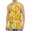 Yellow Rose Print Men's Muscle Tank Top