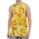 Yellow Rose Print Men's Muscle Tank Top