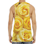 Yellow Rose Print Men's Muscle Tank Top