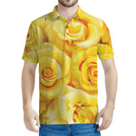 Yellow Rose Print Men's Polo Shirt