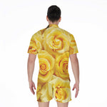 Yellow Rose Print Men's Rompers
