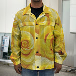 Yellow Rose Print Men's Shirt Jacket