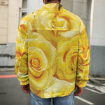 Yellow Rose Print Men's Shirt Jacket