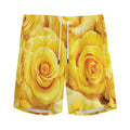 Yellow Rose Print Men's Athletic Shorts