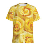 Yellow Rose Print Men's Sports T-Shirt