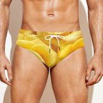 Yellow Rose Print Men's Swim Briefs