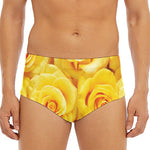 Yellow Rose Print Men's Triangle Swim Briefs