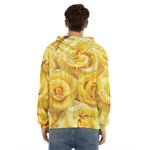 Yellow Rose Print Men's Velvet Pullover Hoodie