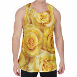 Yellow Rose Print Men's Velvet Tank Top