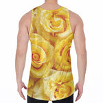 Yellow Rose Print Men's Velvet Tank Top