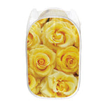 Yellow Rose Print Mesh Laundry Hamper