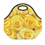 Yellow Rose Print Neoprene Lunch Bag