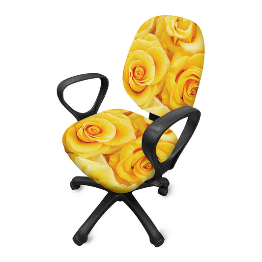 Yellow Rose Print Office Chair Cover