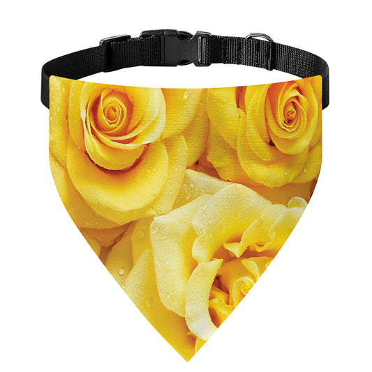 Yellow Rose Print Over The Collar Dog Bandana