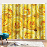 Yellow Rose Print Pencil Pleat Curtains