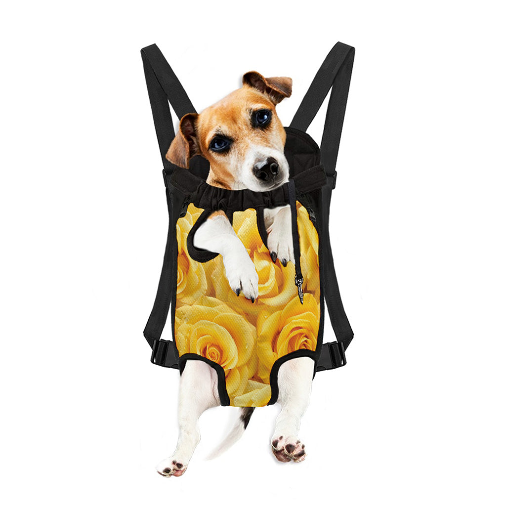Yellow Rose Print Pet Carrier Backpack