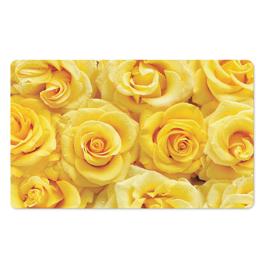 Yellow Rose Print Polyester Doormat