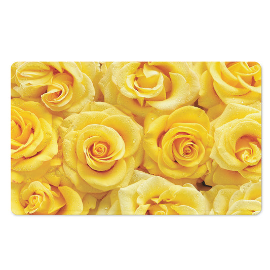 Yellow Rose Print Polyester Doormat